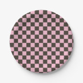 Cherry blossom checkered board pattern papieren bordje (Voorkant)