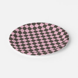 Cherry blossom checkered board pattern papieren bordje