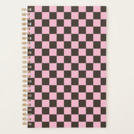Cherry blossom checkered board pattern planner