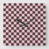 Cherry blossom checkered board pattern vierkante klok (Voorkant)