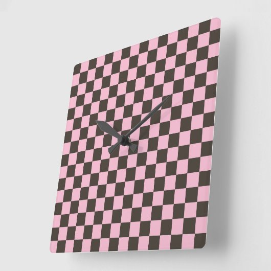Cherry blossom checkered board pattern vierkante klok (Hoek)