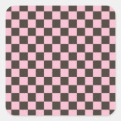 Cherry blossom checkered board pattern vierkante sticker (Voorkant)