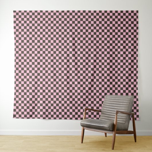 Cherry blossom checkered board pattern wandkleed (In Situ (horizontaal))