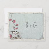 Cherry Blossom Chickadee Damask Save the Date Kaart (Achterkant)