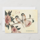  Cherry Blossom Chickadee Damask Wedding Kaart (Achterkant)