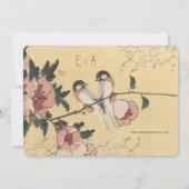  Cherry Blossom Chickadee Damask Wedding Kaart (Achterkant)