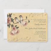  Cherry Blossom Chickadee Damask Wedding Kaart (Voorkant)