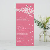  Cherry Blossom Chickadee Damask Wedding Kaart (Staand voorkant)