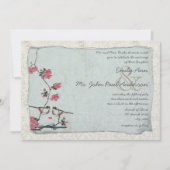  Cherry Blossom Chickadee Damask Wedding Kaart (Voorkant)