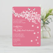  Cherry Blossom Chickadee Damask Wedding Kaart (Staand voorkant)
