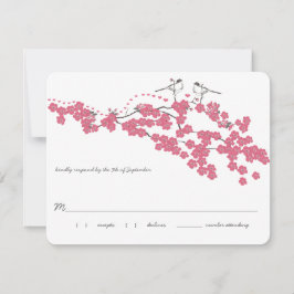  Cherry Blossom Chickadee Wedding RSVP Kaartje