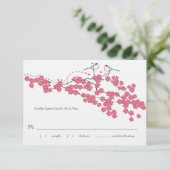  Cherry Blossom Chickadee Wedding RSVP Kaartje (Staand voorkant)