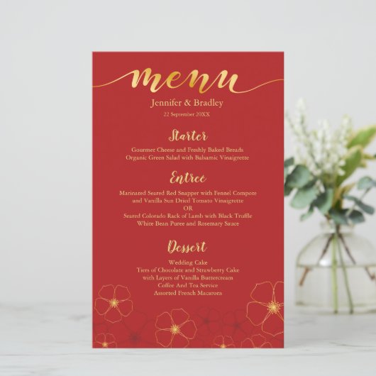 Cherry Blossom Chinees Dinner Menu | Aangepaste kl (Staand voorkant)