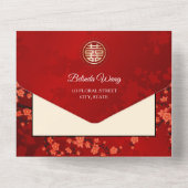 Cherry Blossom Chinese Wedding All In One Uitnodiging (Achterkant)