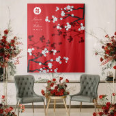 Cherry Blossom Chinese Wedding Red Foto Achtergron Wandkleed
