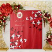 Cherry Blossom Chinese Wedding Red Foto Achtergron Wandkleed
