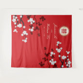 Cherry Blossom Chinese Wedding Red Foto Achtergron Wandkleed (Voorkant (horizontaal))