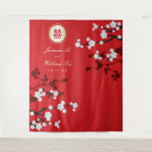 Cherry Blossom Chinese Wedding Red Foto Achtergron Wandkleed (Voorkant)