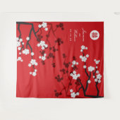 Cherry Blossom Chinese Wedding Red Foto Achtergron Wandkleed (Voorkant (horizontaal))