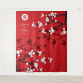 Cherry Blossom Chinese Wedding Red Foto Achtergron Wandkleed (Voorkant)
