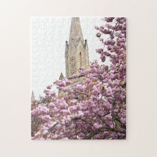 Cherry Blossom Church Steeple Islington Londen Ver Legpuzzel (Verticaal)