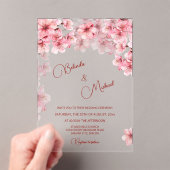 Cherry Blossom Clear Wedding Acryl Uitnodigingen (Insitu (Draagbaar))
