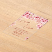 Cherry Blossom Clear Wedding Acryl Uitnodigingen (Laagn)