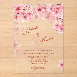 Cherry Blossom Clear Wedding Acryl Uitnodigingen