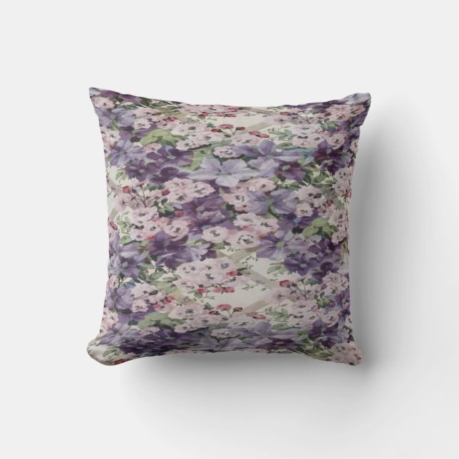 Cherry Blossom & Clematis Throw Cushion Kussen (Voorkant)
