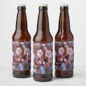 Cherry Blossom Cluster met roze en blauw Bier Etiket (Flessen)