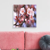 Cherry Blossom Cluster met roze en blauw Canvas Afdruk (Insitu (Woonkamer))
