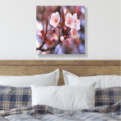 Cherry Blossom Cluster met roze en blauw Canvas Afdruk (Insitu (Slaapkamer))