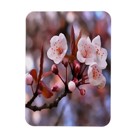 Cherry Blossom Cluster met roze en blauw Magneet (Verticaal)