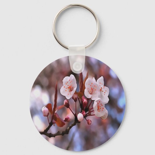 Cherry Blossom Cluster met roze en blauw Sleutelhanger (Voorkant)