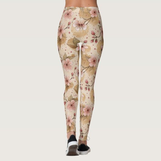 Cherry Blossom Coffee Cozy Pattern (10) Leggings (Achterkant)