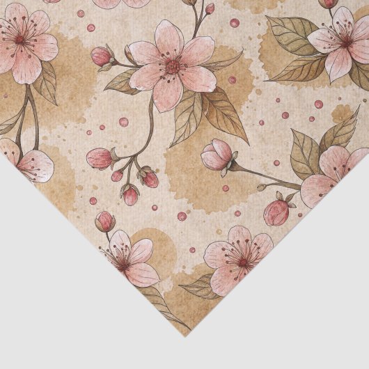 Cherry Blossom Coffee Cozy Pattern (10) Tissuepapier (Detail)