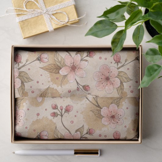 Cherry Blossom Coffee Cozy Pattern (10) Tissuepapier (Geschenk)