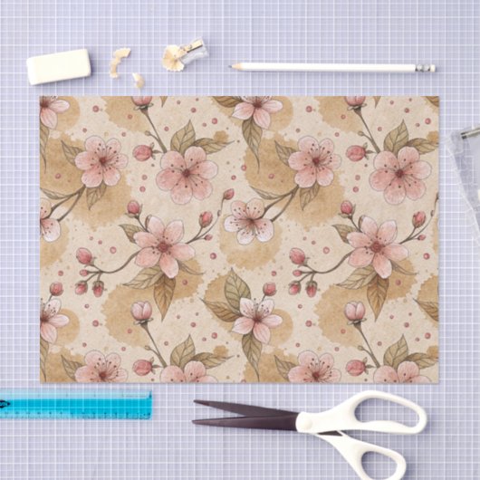 Cherry Blossom Coffee Cozy Pattern (10) Tissuepapier (Craft)
