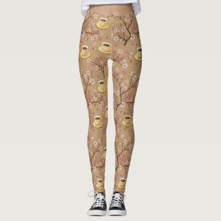 Cherry Blossom Coffee Cozy Pattern (1) Leggings