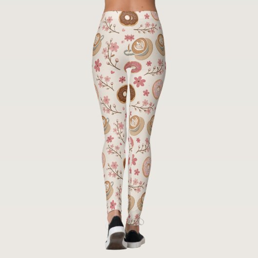 Cherry Blossom Coffee Cozy Pattern (3) Leggings (Achterkant)