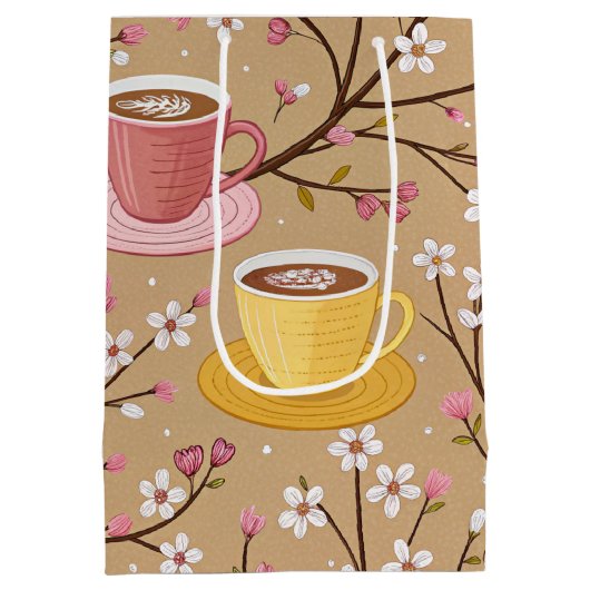 Cherry Blossom Coffee Cozy Pattern (4) Medium Cadeauzakje (Achterkant)