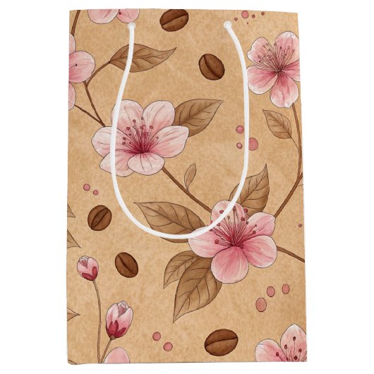 Cherry Blossom Coffee Cozy Pattern (5) Medium Cadeauzakje (Voorkant)