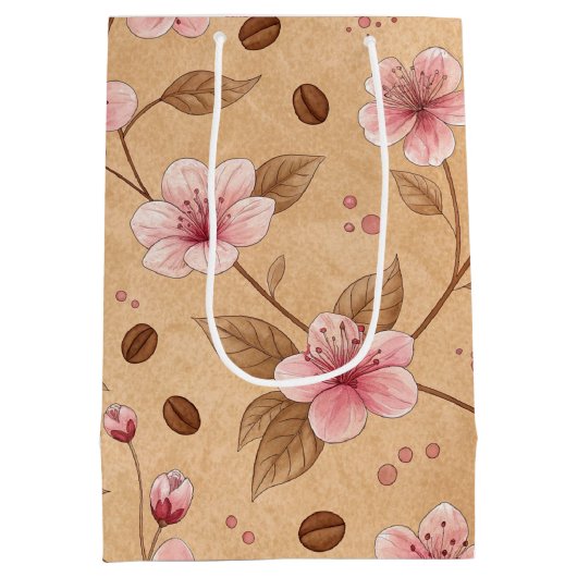 Cherry Blossom Coffee Cozy Pattern (5) Medium Cadeauzakje (Achterkant)