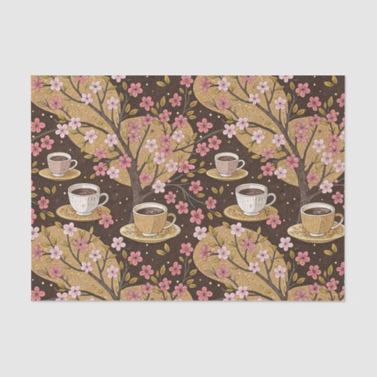 Cherry Blossom Coffee Cozy Pattern (8) Tissuepapier (Voorkant)