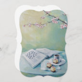 Cherry Blossom, Coffee, Crossword Blank Invitation Kaart (Voorkant / Achterkant)