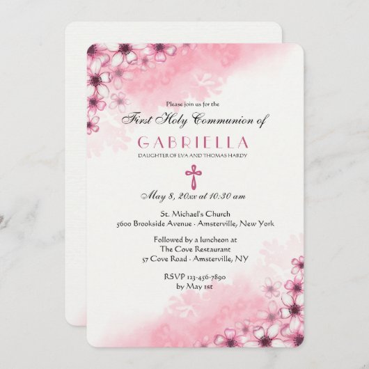 Cherry Blossom Corner Invitation Kaart (Voorkant / Achterkant)