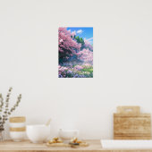 Cherry Blossom Cottage Poster (Keuken)