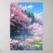 Cherry Blossom Cottage Poster (Voorkant)