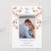 Cherry Blossom Couples Foto Save the Date Kaart (Voorkant / Achterkant)