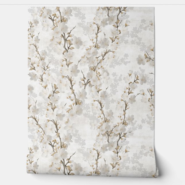 Cherry blossom - crem soft wallpaper rolls behang (Afrollen)